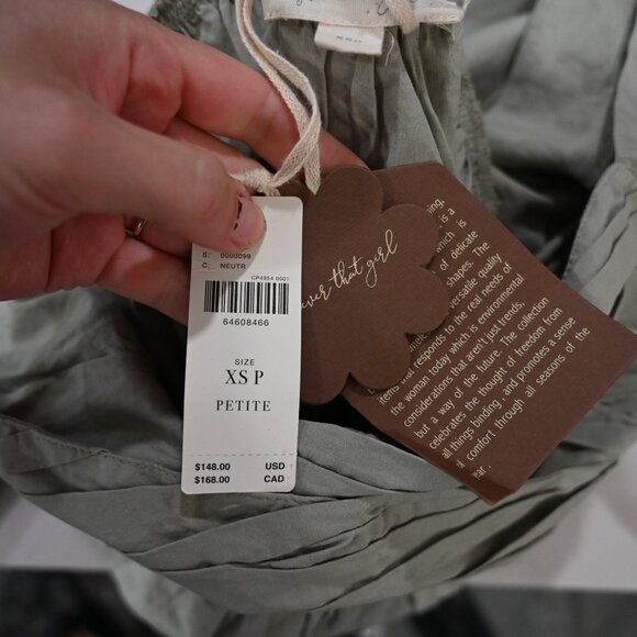 Anthropologie Forever that Girl XS Petite Sage Ruched Cross Cross Mini Dress - Picture 8 of 10